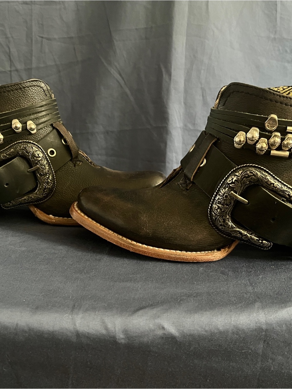 Freebird Saloon Black Leather Ankle Boots with Decorative Buckle - Picture 5 of 6